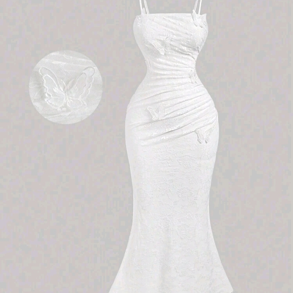 Elegant White Butterfly Dress